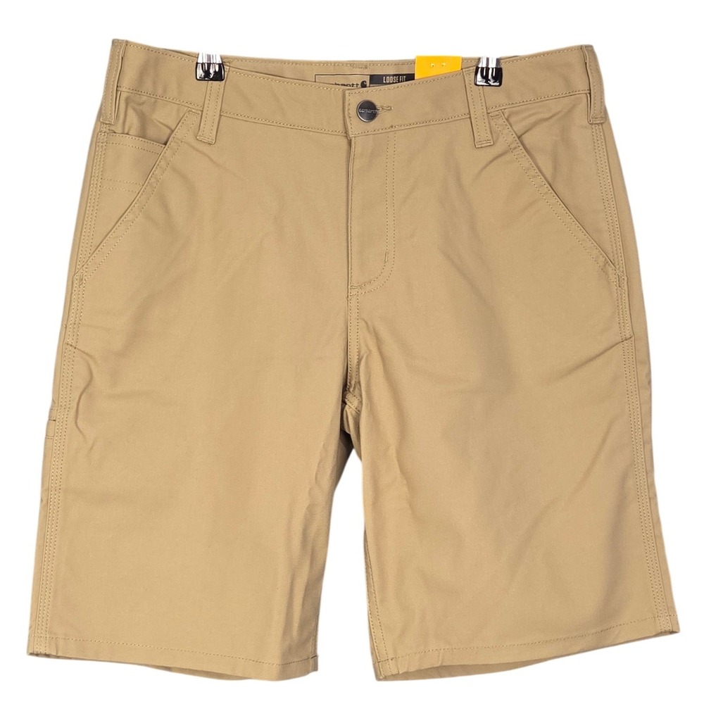 Carhartt Canvas Work Shorts Womens 8 Tan 10" Rugged Flex Loose Fit BS3111 NEW